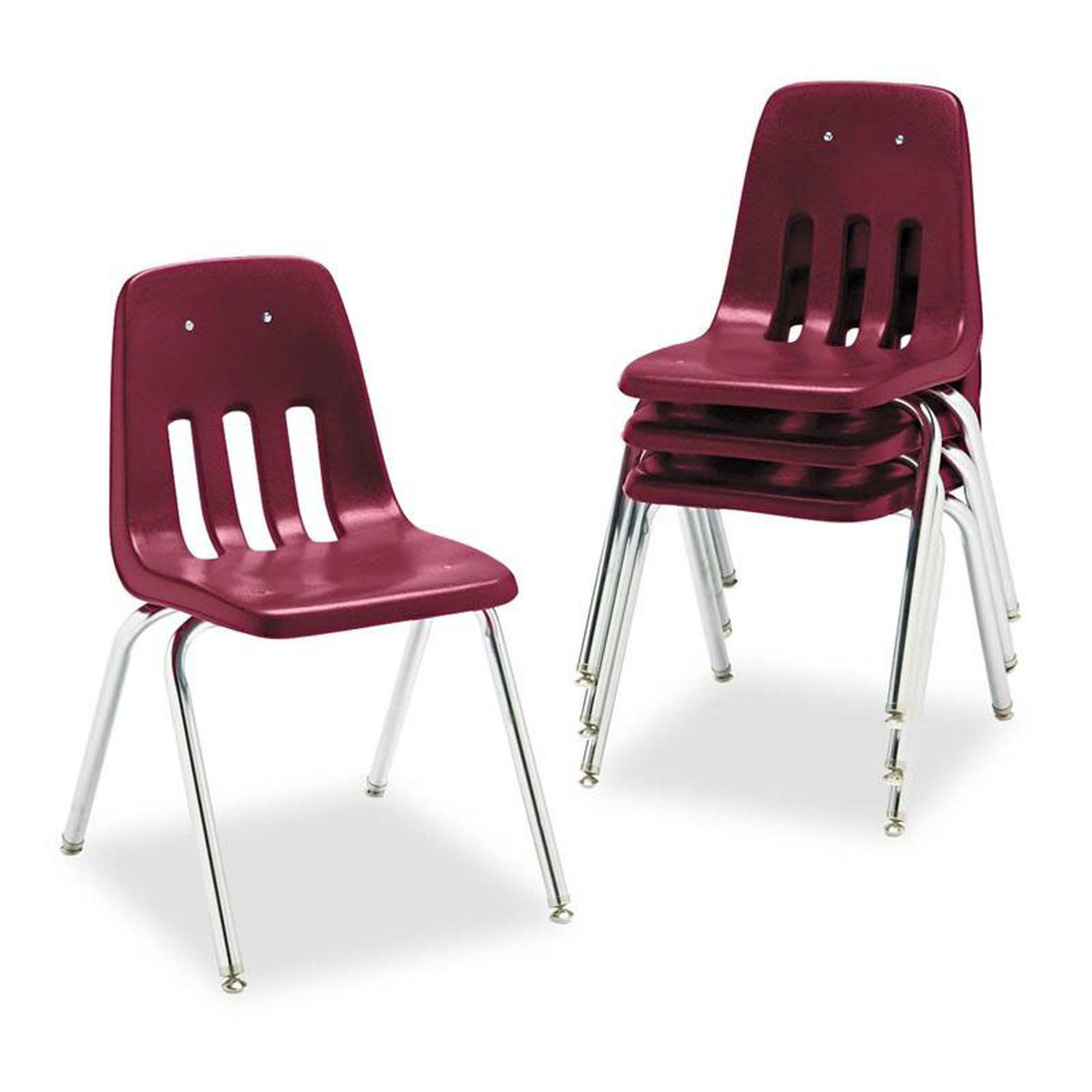 Virco 9000 Series Classroom Chair, 18x22 Seat Height, Wine/Chrome,