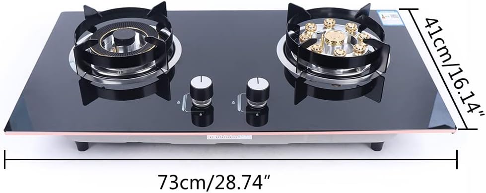 Built-in Gas Stovetop Tempered Glass 2 Burners, Gas Stove Cooktop Natural Gas Cooker
