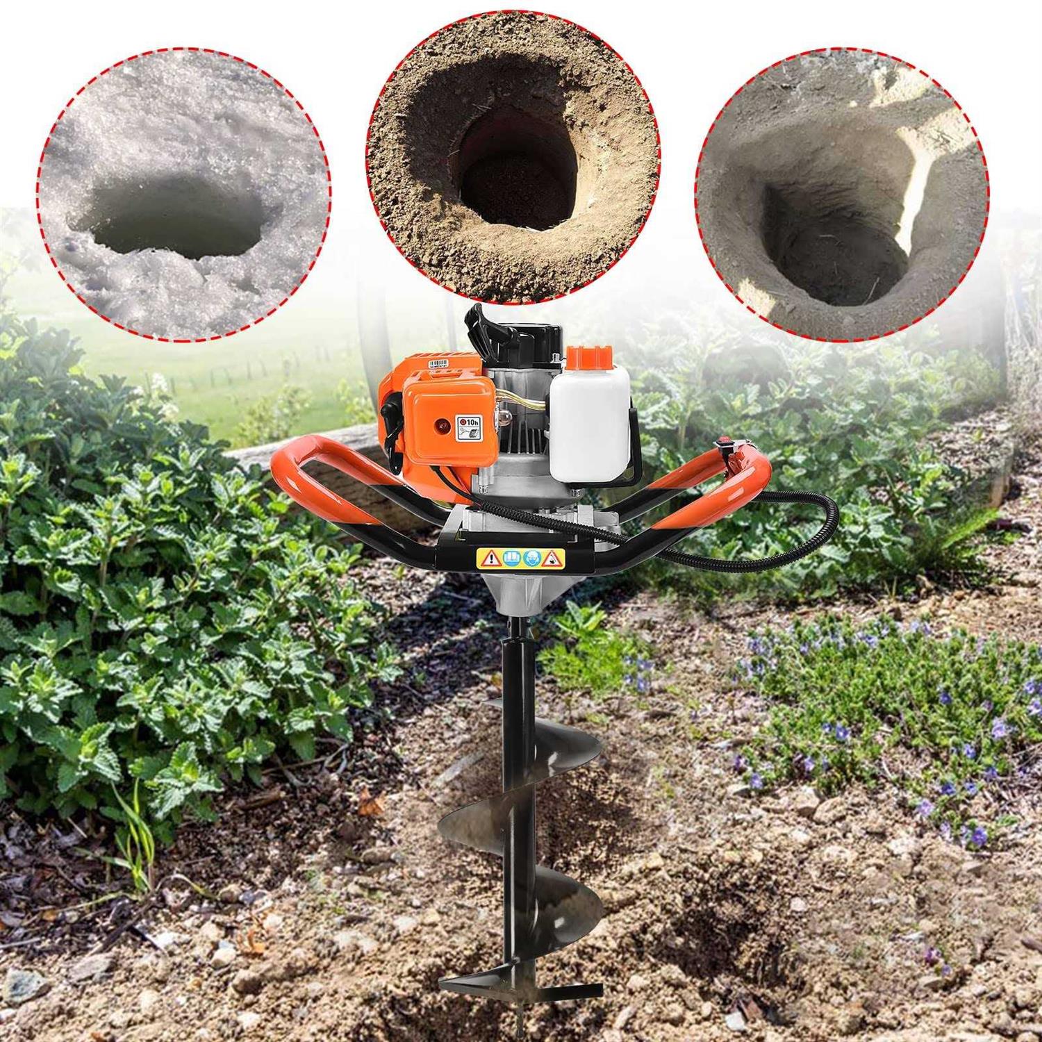 Ziokok 62cc Auger Post Hole Digger 2 Stroke Gas Powered Earth Post Hole Digger with 3 Auger Drill Bits + 3 Extension Rods for Fa - Shop Hardware Tools Online Store