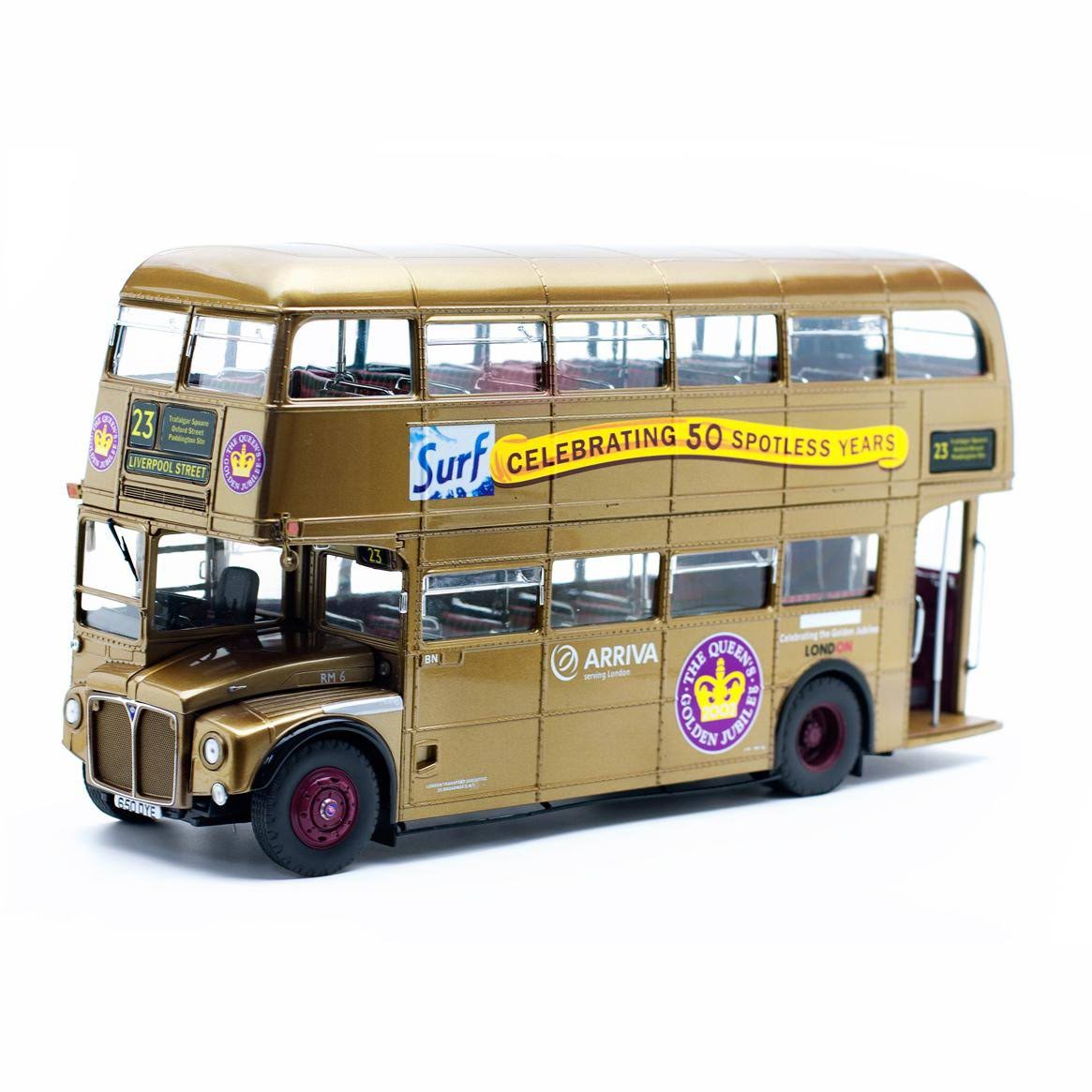 Routemaster RM #60cm Liverpool Street Double Decker Bus Gold 1/24 Diecast Model by Sunstar 2942