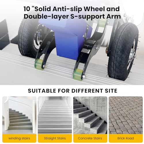 Hand Trucks - 880lbs Capacity Electric Hand Trucks 1200W Heavy Duty Stair Climber Trolley with 4M Safety Rope for Moving Furniture Logistics Warehouse