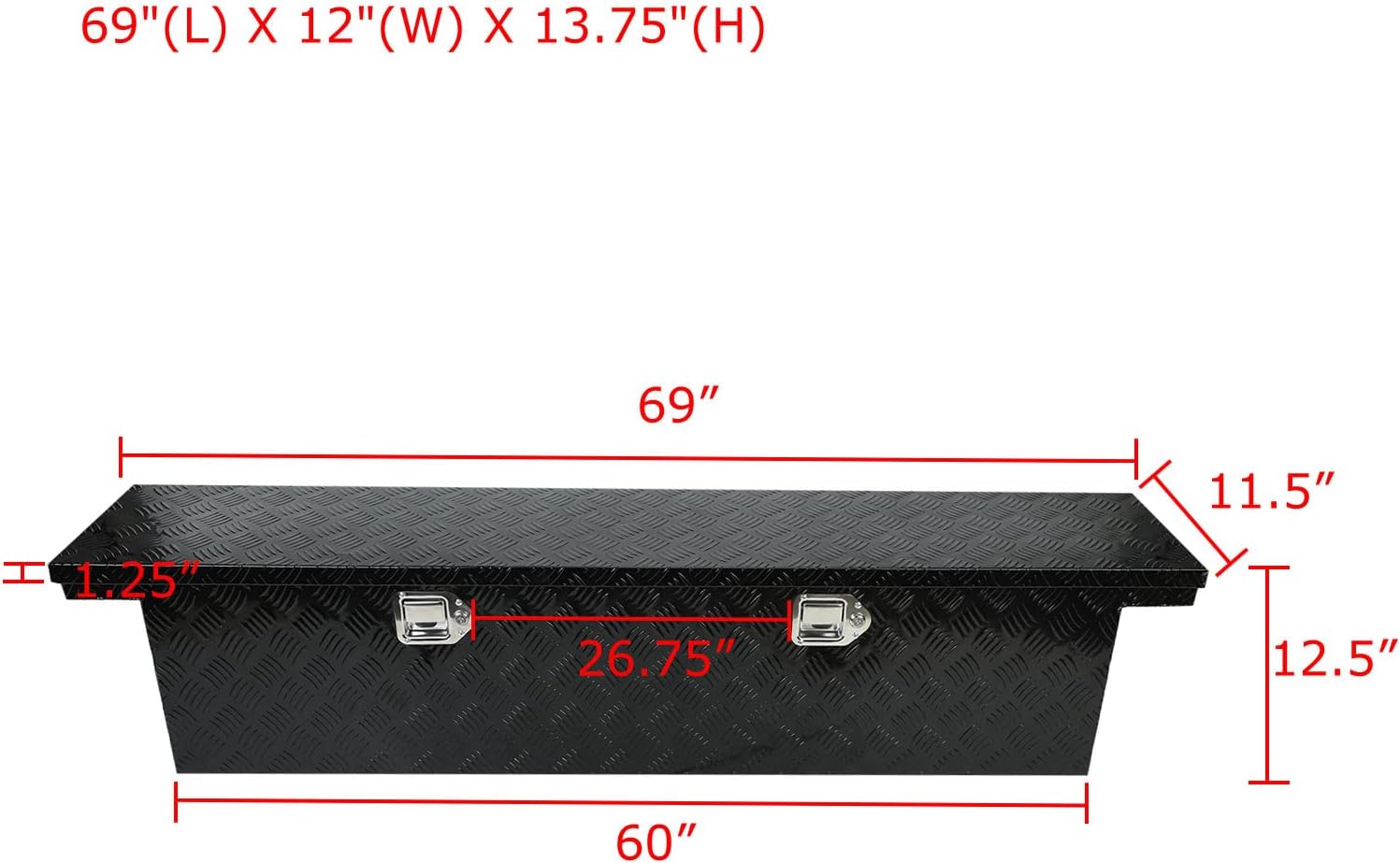 18X17X17.75 Black Aluminum 5 Bar Tread Tool Box Truck Car Outdoor Trailer Pickup Underbody Toolbox,RV Storage Organizer，Underbed Tools Organizer W/Lock Latch w/Keys
