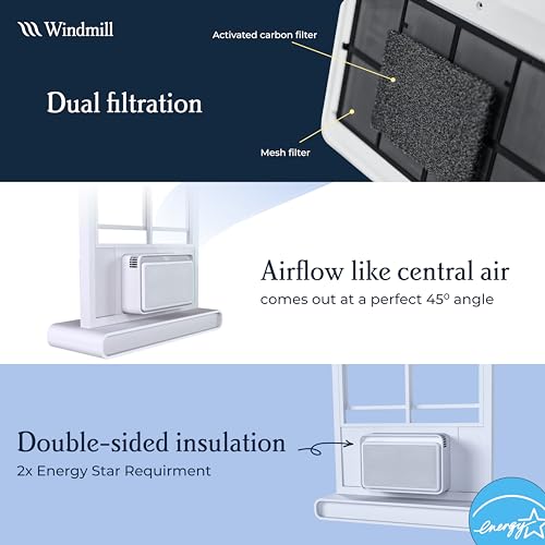 Windmill Air Conditioner Smart Home AC Unit - Easy to Install, Quiet, and Energy Efficient - Side Insulation - Auto-Dimming LED Display - App and Voice-Enabled - Designed in the USA