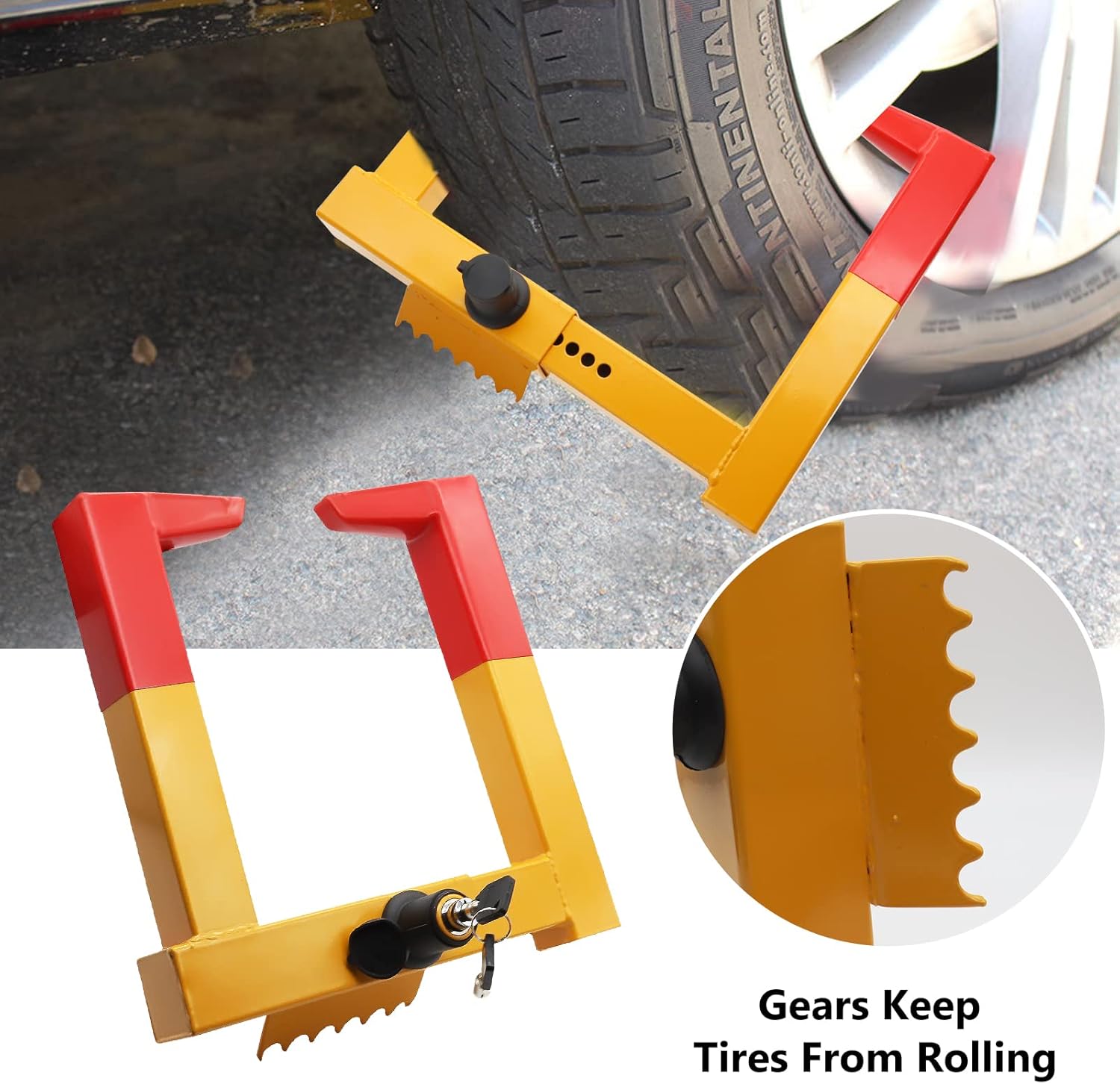 DIWANGUS Wheel Clamp Lock Universal Security Tire Lock Adjustable Anti Theft Lock Heavy Duty Trailer Lock Wheel Clamp for Most Cars SUV Motorcycle (2PCS)