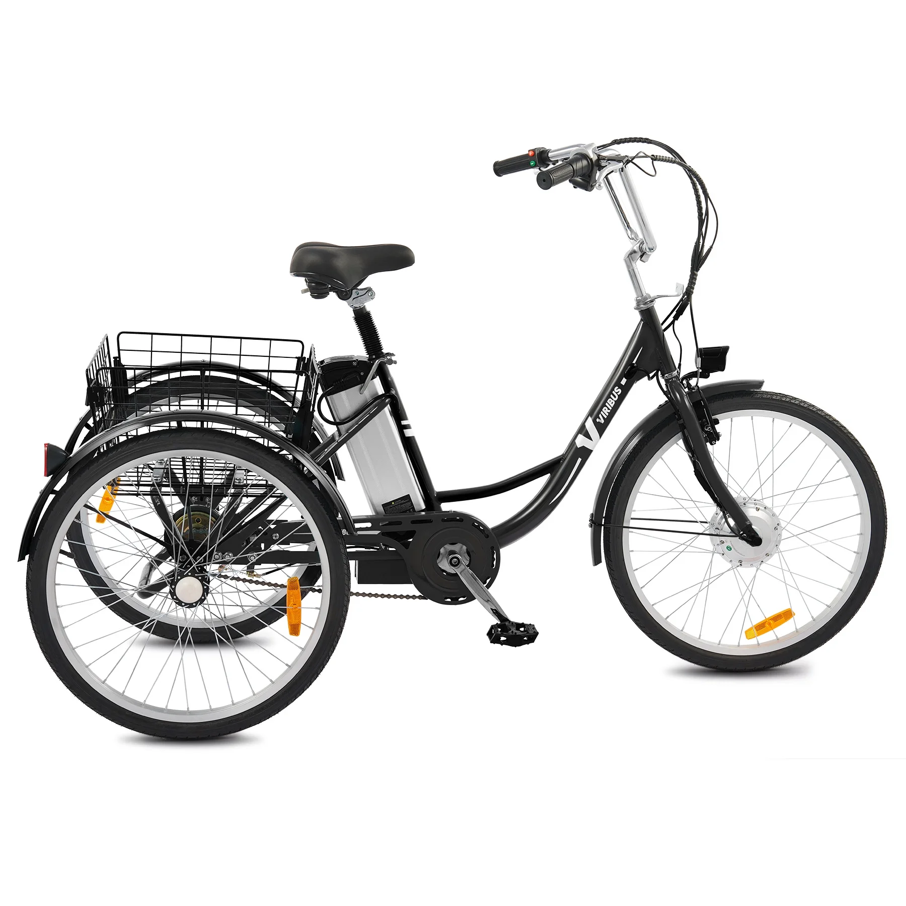 26" Electric Tricycle for Adults 3 Wheel Electric Bike 250W Electric Trike Black