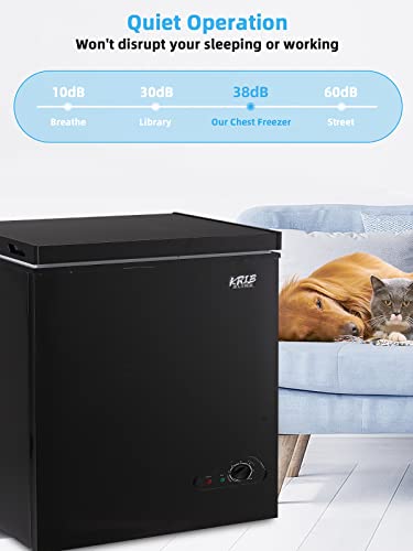 KRIB BLING Chest Freezer Mini 7 Gears Temperature Control Compact Deep Freezer