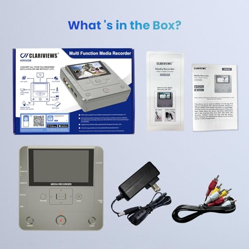 VHS to DVD Recorder - VCR/Camcorder/Tape/Player to USB Device/SD Card/HDD, Smart Phone WiFi to DVD/USB/SD/HDD Copy, Free APP Digital Converter【with 10 DVDs & AV Cable】
