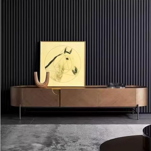 Modern TV stand Italian Modern Light Luxury Living Room Tall TV Cabinet Luxury Metal Paint High-end Villa Storage TV Cabinet Media Console(200X40X48CM)