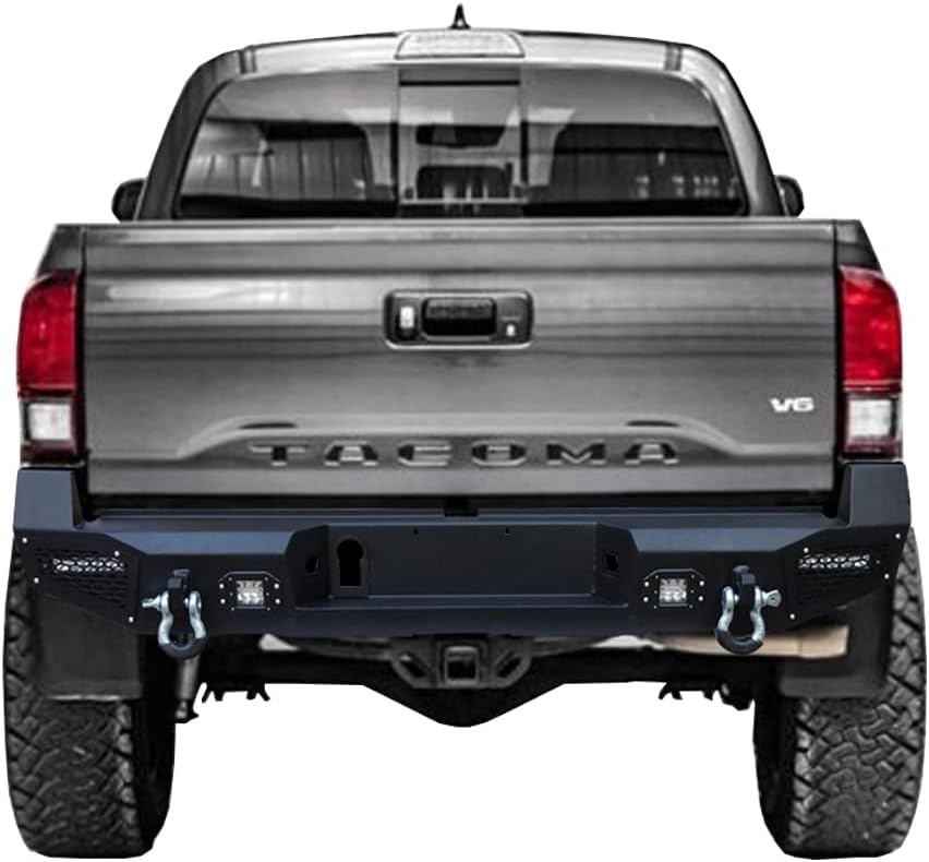 Vijay Front and Rear Bumper Textured Black with LED Lights and Winch Plate for 2016-2022 Tacoma