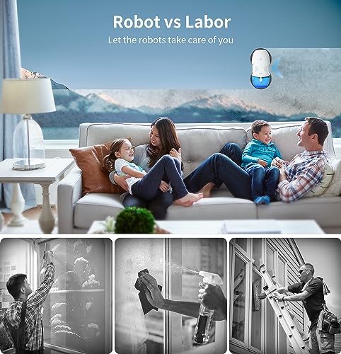 FMART Window Cleaning Robot,120ml Capacity Water Tank Window Cleaner Robot,Intelligent Double Water Spray Technology,3800PA Suction Power,AI Edge Detection Technology