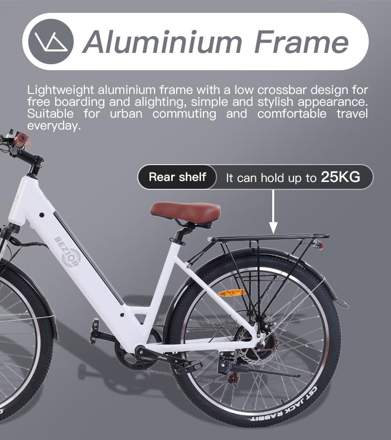 Electric Bike M3 for Adults, 26" x 2.1 Fat Tire Electric Bicycle, 500w Motor 48V 10.4Ah Removable Lithium Battery, 20MPH Electric Mountain Bike, Suspension Fork, 7 Speed Gear