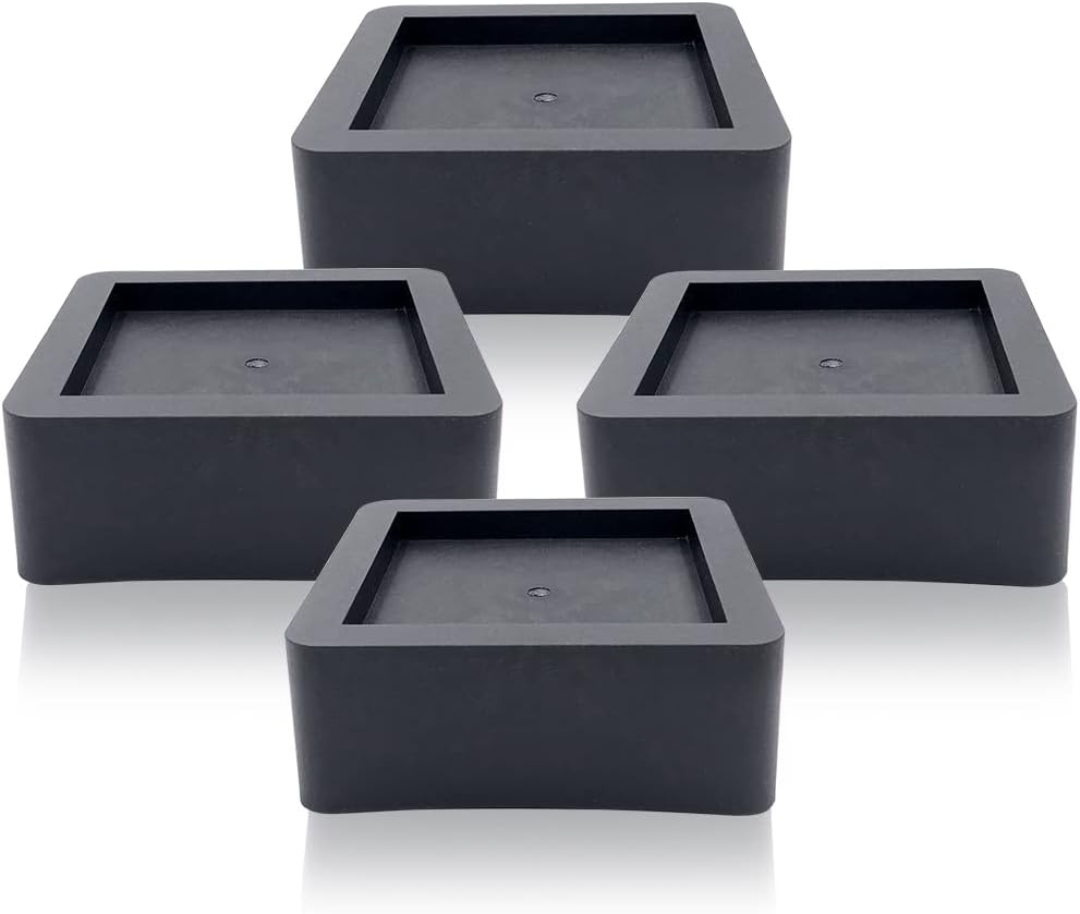 DuraCasa 3 Inch Bed Risers - Fits Huge 5.5 Inch Bed or Furniture Post, Creates an Additional 3 Inches of Height or Storage! Heavy-Duty Table, Chair, Desk or Sofa Riser (4, 3 Inch Black)