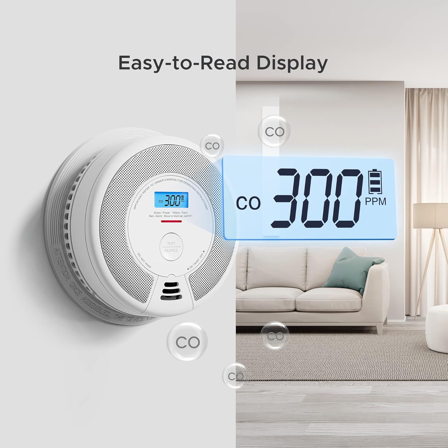 X-Sense Wireless Interconnected Combination Smoke and Carbon Monoxide Detector with LCD Display & 10-Year Battery, Over 820 ft Transmission Range, SC07-W, Pack of 6