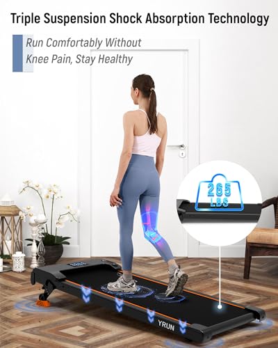 Walking Pad Under Desk Treadmill, 2.5HP Quiet Brushless Small Treadmill for Home and Office, Compact Portable Walking pad with Remote & App Control for Walking and Jogging