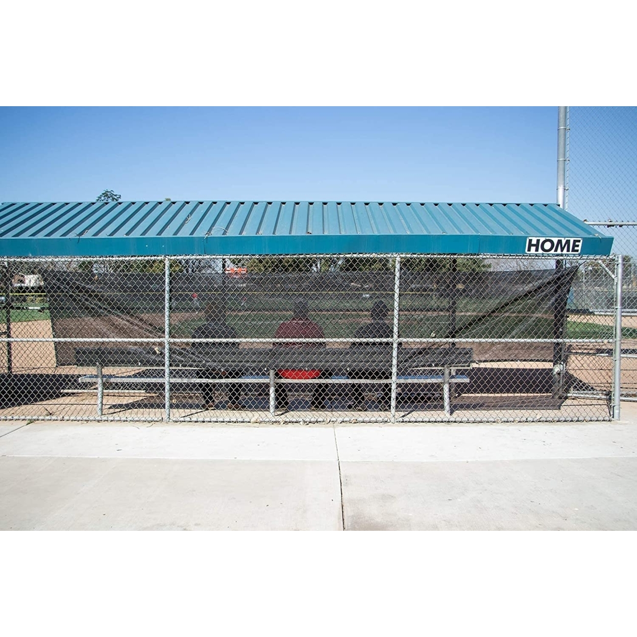powerNet Fence Shade Net Cover | Portable Baseball Softball Dugout Sun Screen | 18.75 FT x 7 FT | Blocks Sun to Keep Players Cool | Easily Attach to Any Chain Link Fence with Included Bungee Ball Ties