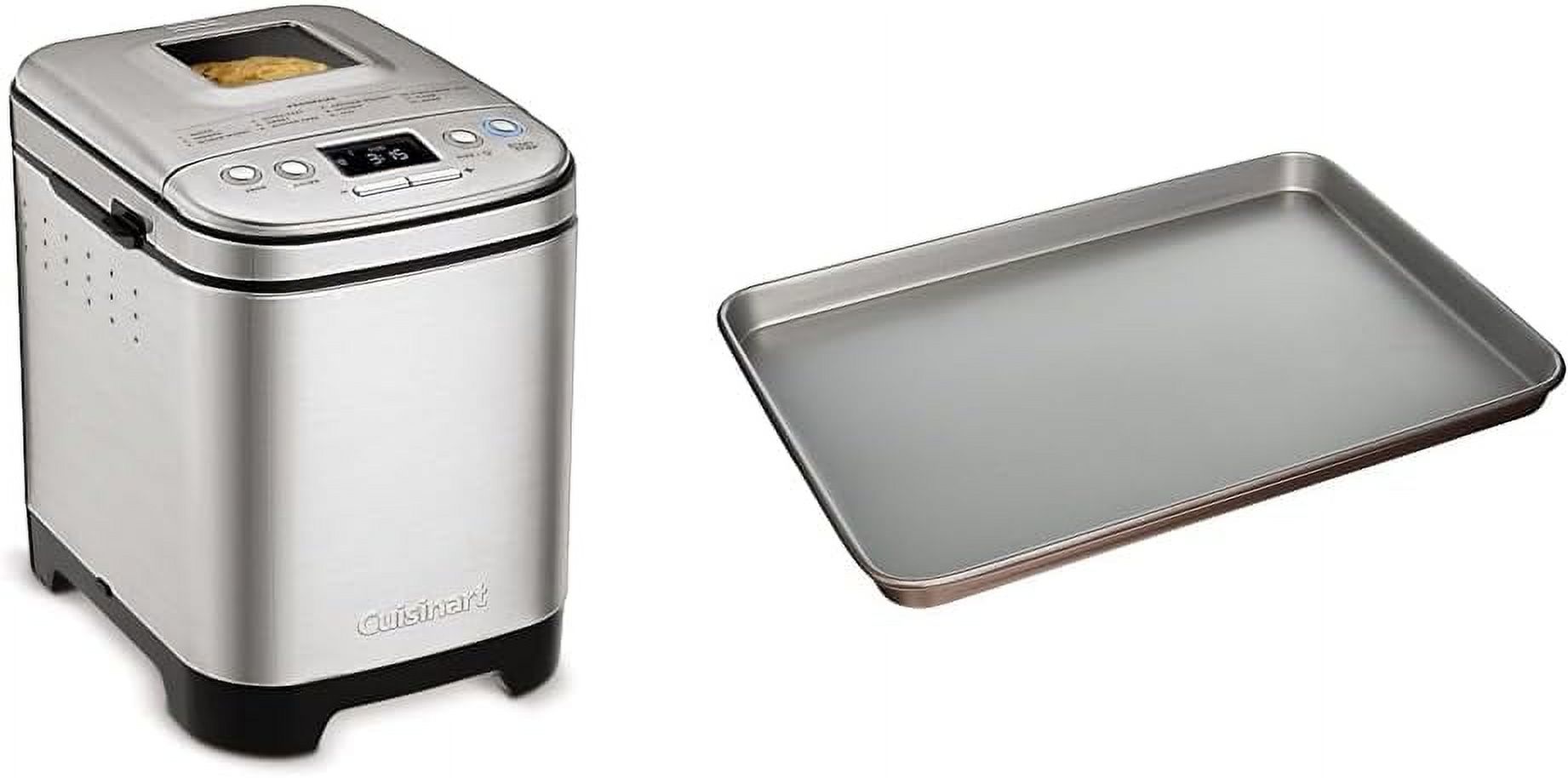 YONG Bread Maker Machine, Compact and Automatic, Customizable Settings, Up to 2lb Loaves, CBK-110P1, Silver,Black & Baking Sheet, 17 Inch Sheet Pan for Baking, Bronze, AMB-17BSBZ