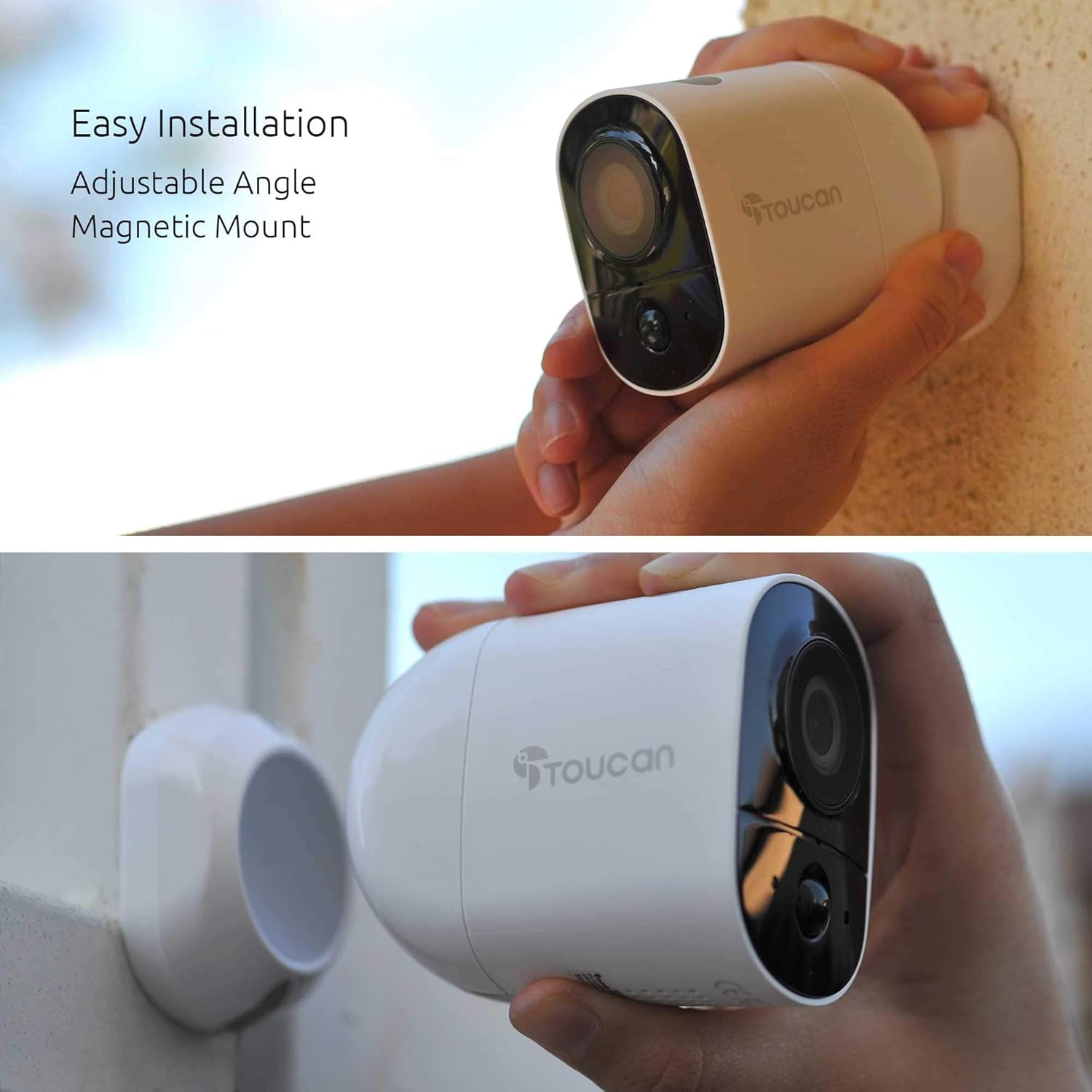 TOUCAN Wireless Indoor/Outdoor Battery Powered Security Camera, Weatherproof, Night Vision, AI Motion Detection, 2-Way Audio, Works with Alexa & Google Home, 1080P, No Subscription Required, 3 Pack