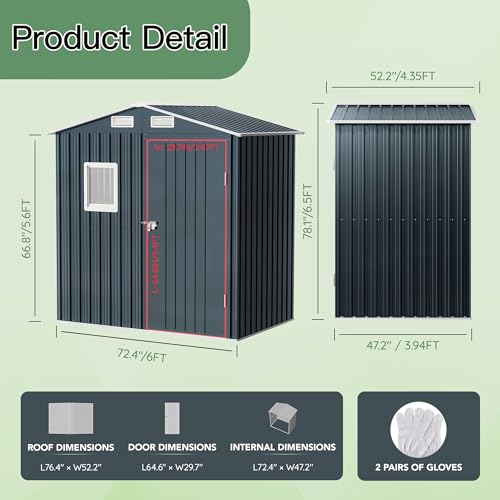 10X12X7.5 FT Outdoor Steel Storage Shed with Lockable Doors, 2 Windows, Transparent Roof Panels (Wood Panels & Frame Floor Not Included), Ideal for Patio Storage,Garbage Can, Chicken Coop，Brown