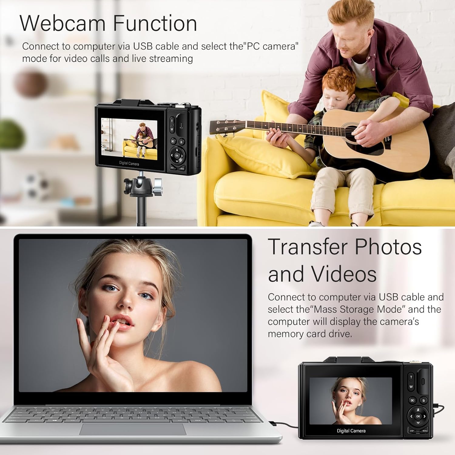 4K Digital Camera for Photography, 64MP Vlogging Camera for YouTube with 18X Zoom, Auto-Focus 4K Video Camera with 32GB SD Card, 3.0 inch Flip Screen Compact Camera with 2 Batteries
