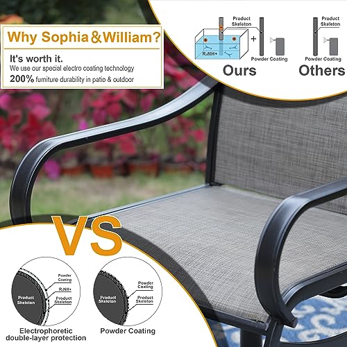 Sophia & William Patio set with Umbrella 8 Pieces Outdoor Dining Set for 6 with 13ft Double-Sided Patio Umbrella Beige, 6 x Swivel Patio Chairs, 1 Metal Table for Lawn Garden