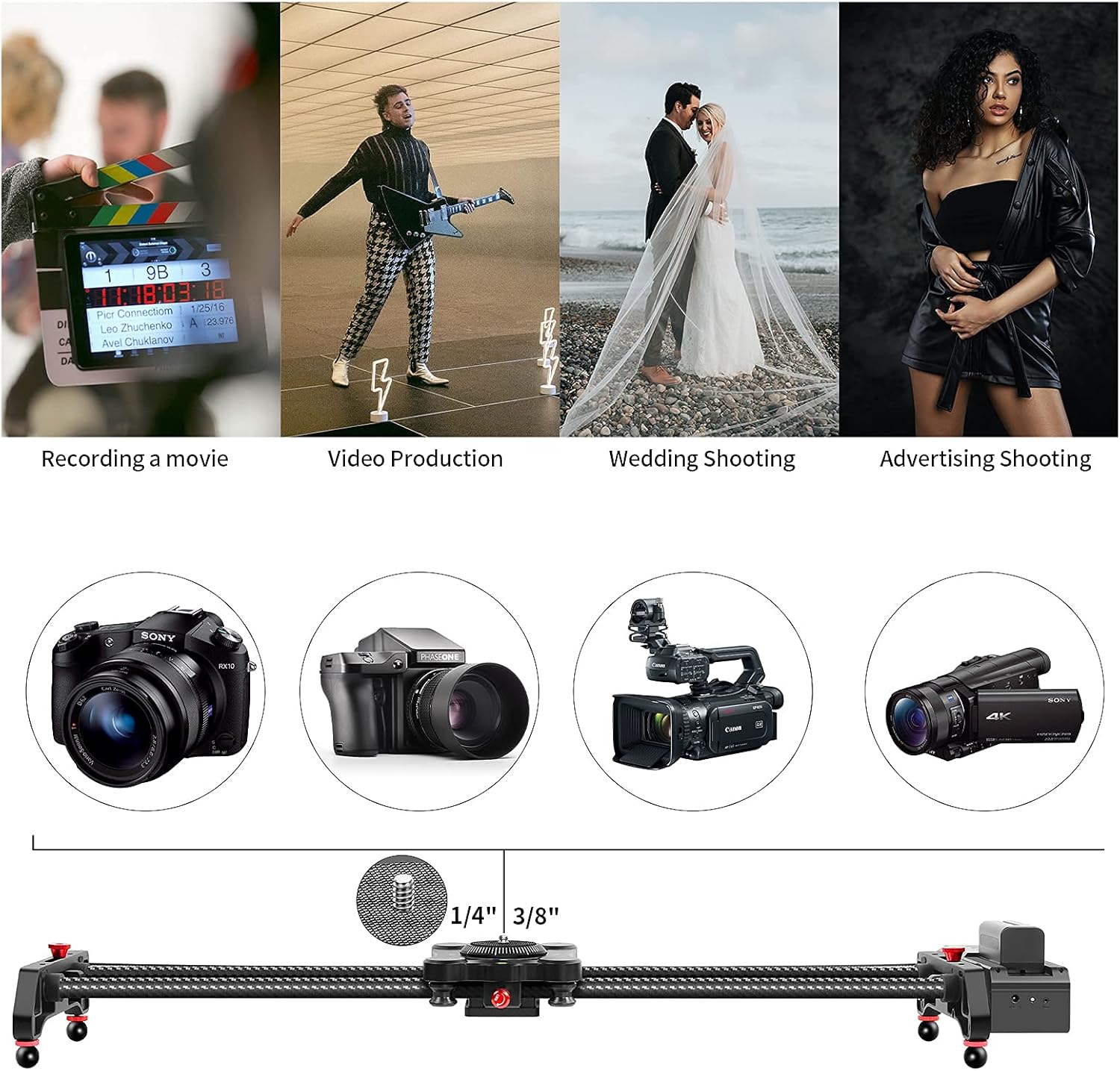 GVM Motorized Camera Slider,31 APP Control Carbon Fiber Dolly Rail Camera Slider with with Motorized Time Lapse and Video Shot Follow Focus Shot and 120 Degree Panoramic Shooting