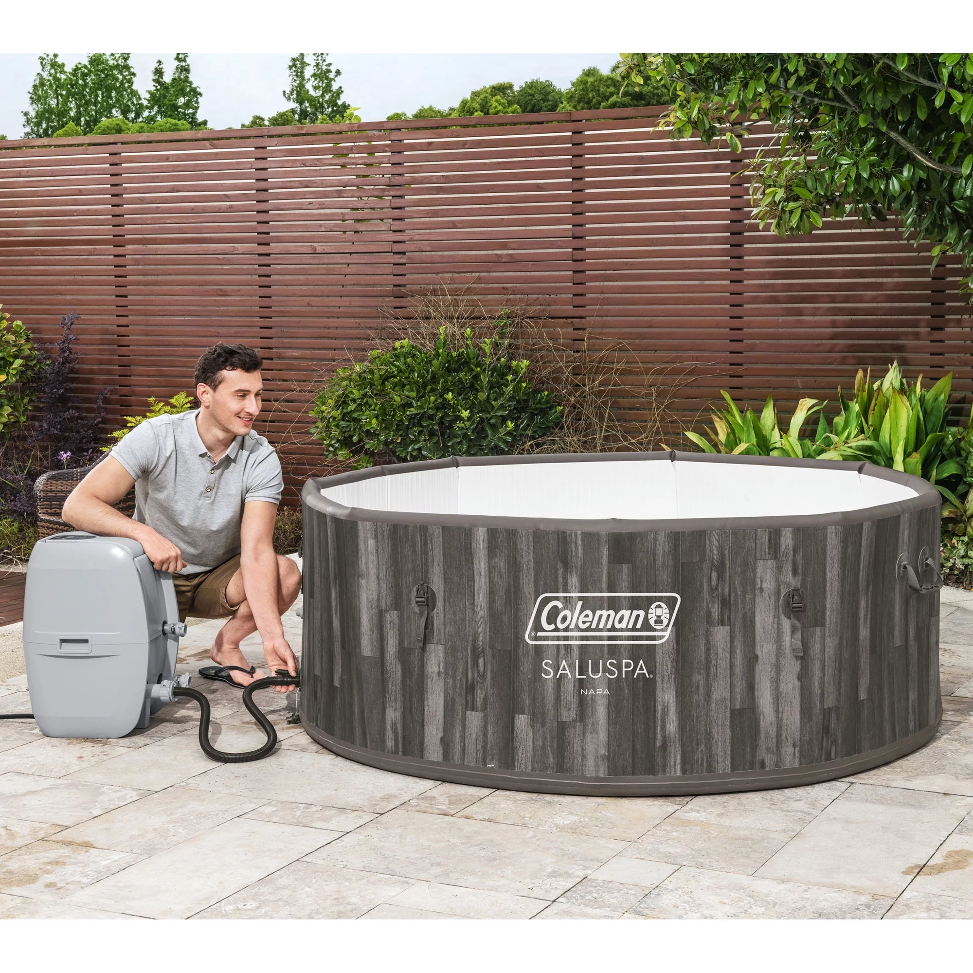 Coleman SaluSpa Napa AirJet Inflatable Hot Tub with 180 Soothing Jets, Gray