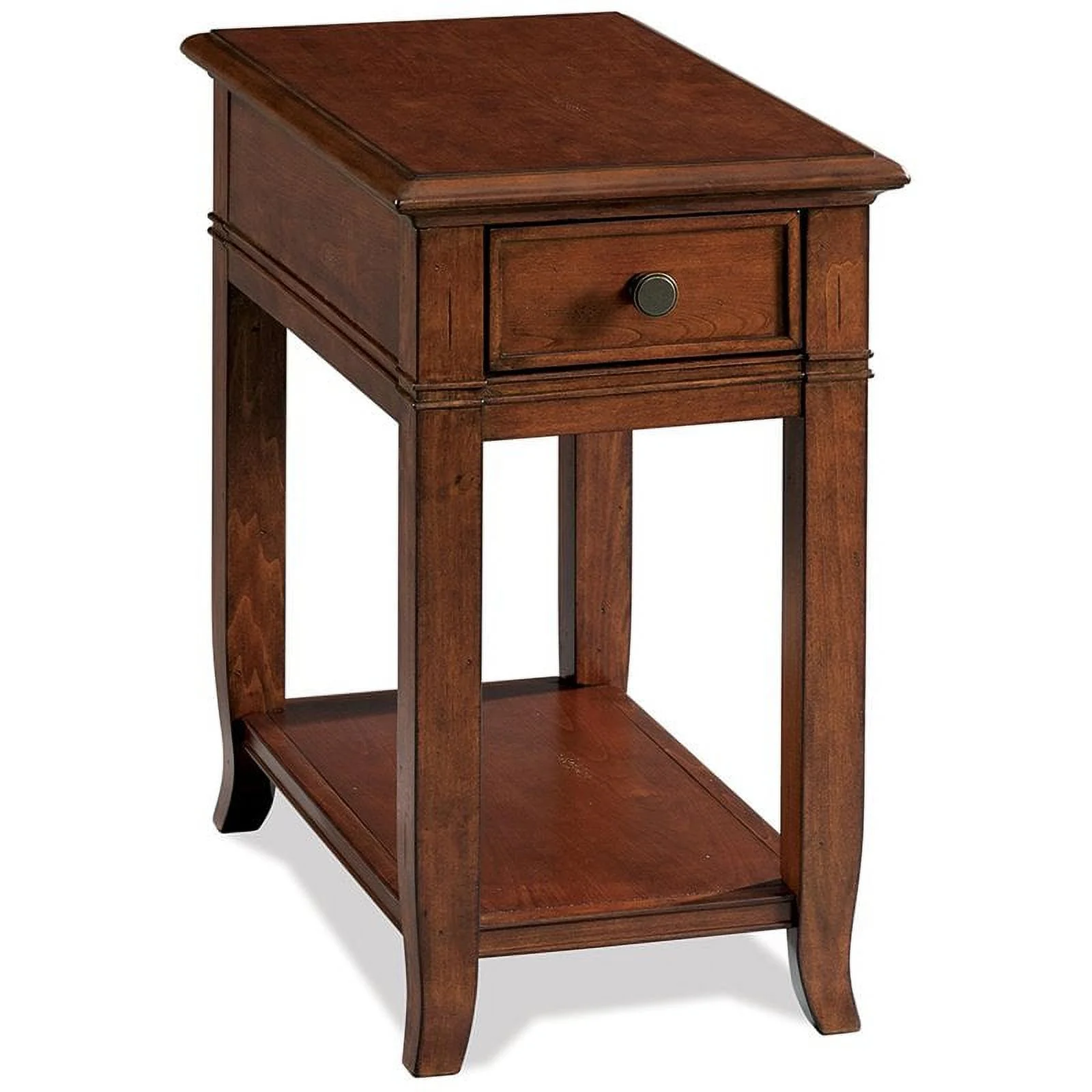 Bowery Hill 1 Drawer Traditional Wood End Table with Bottom Shelf in Cherry