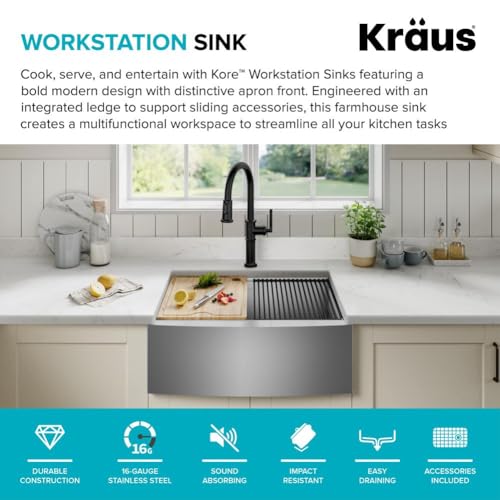 KRAUS Kore Workstation Stainless Steel Kitchen Sink