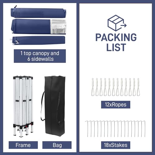 10x20 White Pop Up Canopy Tent Heavy Duty with 6 sidewalls Commercial Outdoor Party Tent Event Wedding Tents Instant Canopy Gazebo with Carry Bag UPF 50+ Waterproof Adjustable Height