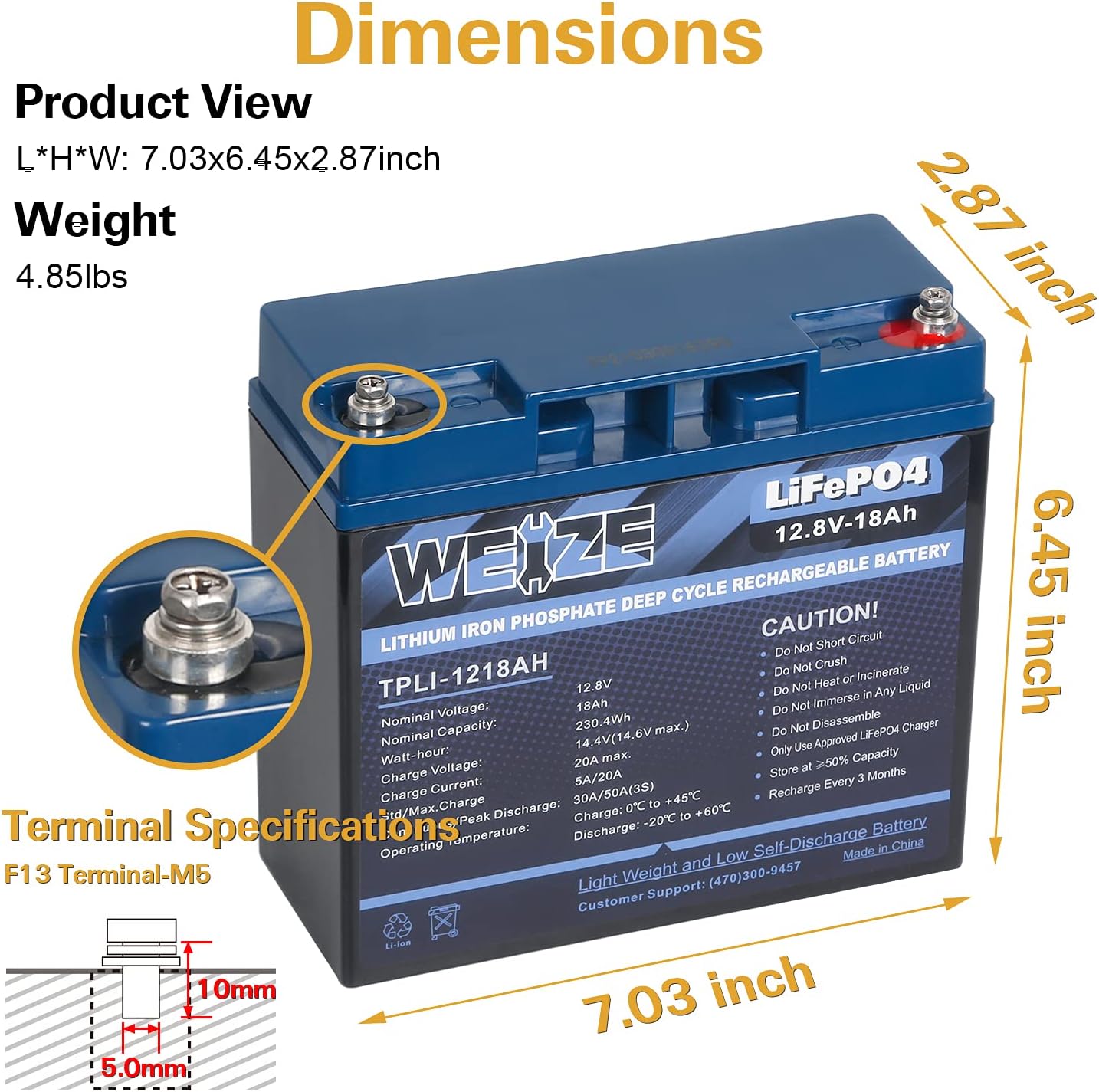 Weize 12V 200Ah LiFePO4 Lithium Battery, Up to 8000 Cycles, Built-in Smart BMS, Perfect for RV, Solar, Marine, Overland/Van, and Off Grid Applications