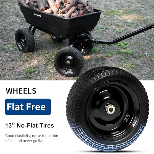 BILT HARD Poly Garden Dump Cart 1200 lbs with No Flat Tires, Quick Release, 2-in-1 Convertible Handle, 7 Cu Ft Dump Wagon Heavy Duty for Yard, Outdoor