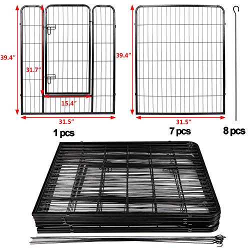 LEMY 16 Panels 32 in Pet Playpen Heavy Duty Metal Dog Exercise Fence Barrier，Outdoor & Indoor Foldable Pet Exericse Pen w/Door,Black