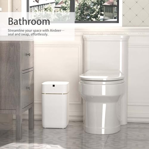 Airdeer Automatic Trash Can, Self Sealing and Self-Changing Smart Trash Can, Motion Sensor, Touchless Garbage can with lid for Kitchen Bathroom Bedroom Office, 6 Refill Bag Rings