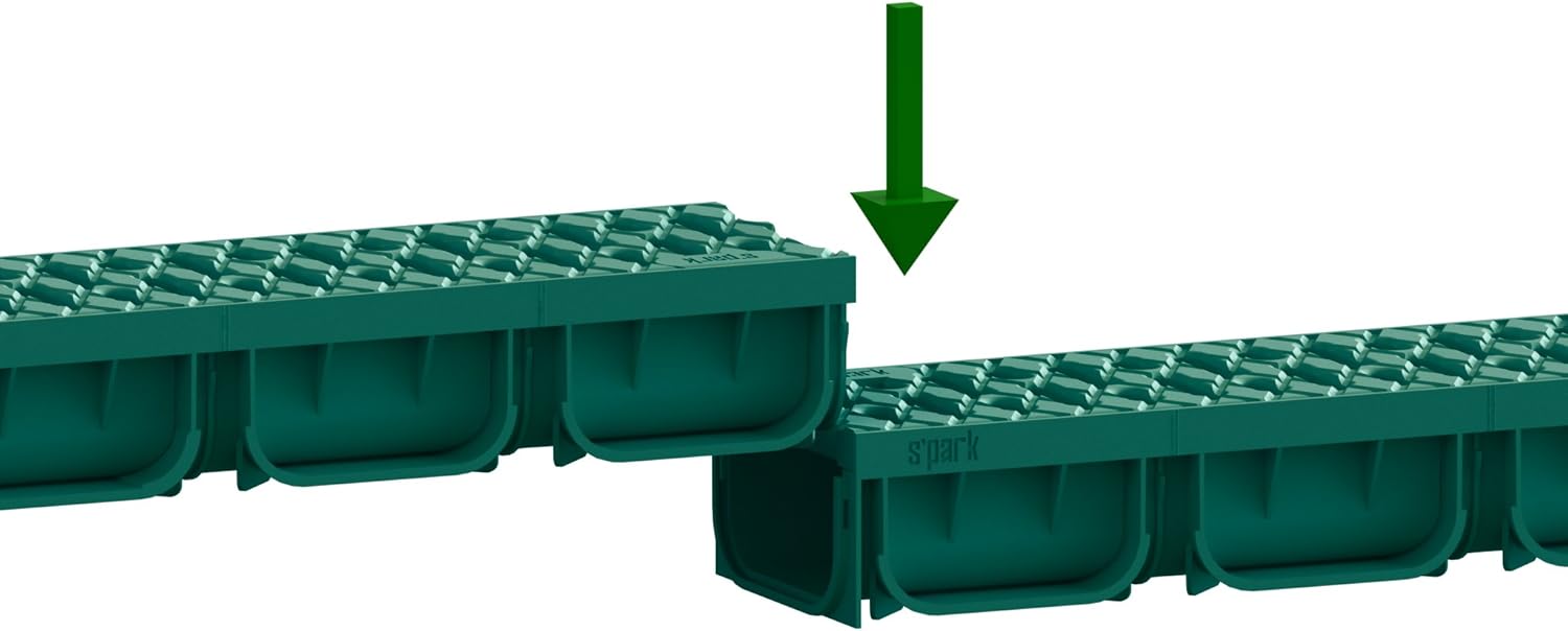 Standartpark - 4 Inch Trench Drain System With Grate - GREEN - Spark 2 (1) Pack of 2