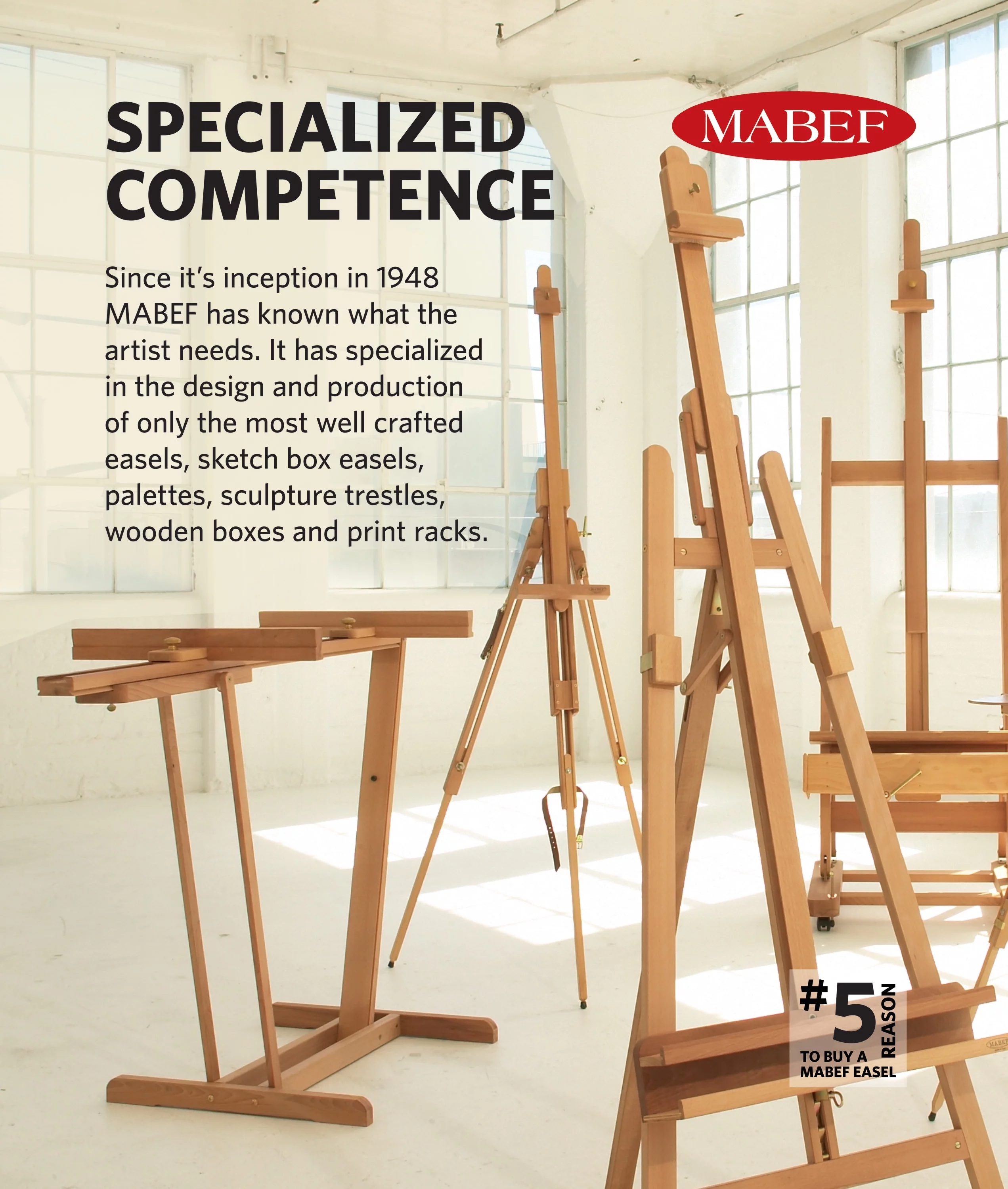 Mabef Deluxe Studio Easel, Italian Craftsmanship Beechwood, H Frame
