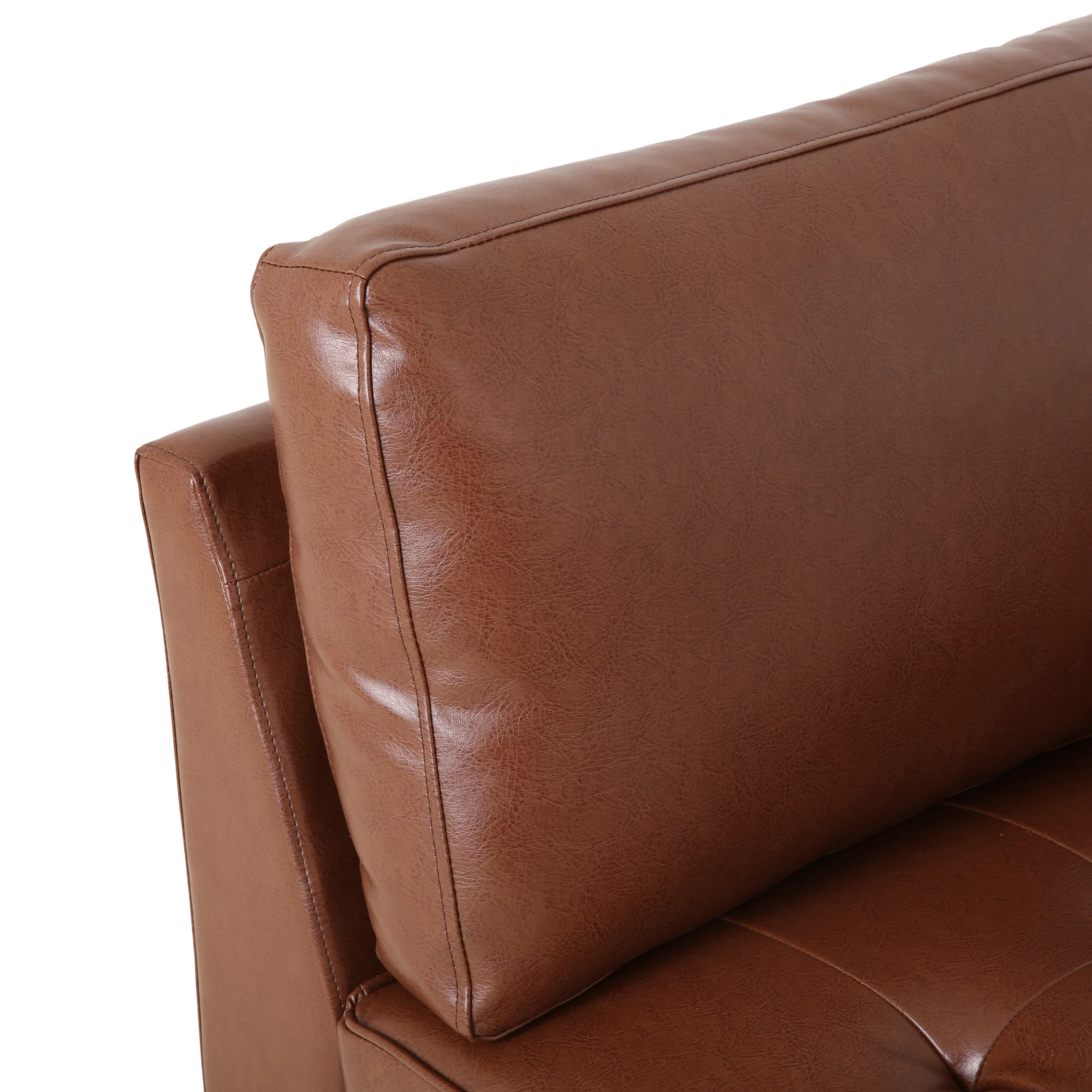 GDF Studio Hixon Contemporary Faux Leather Tufted One Armed Chaise Lounge, Cognac Brown and Espresso