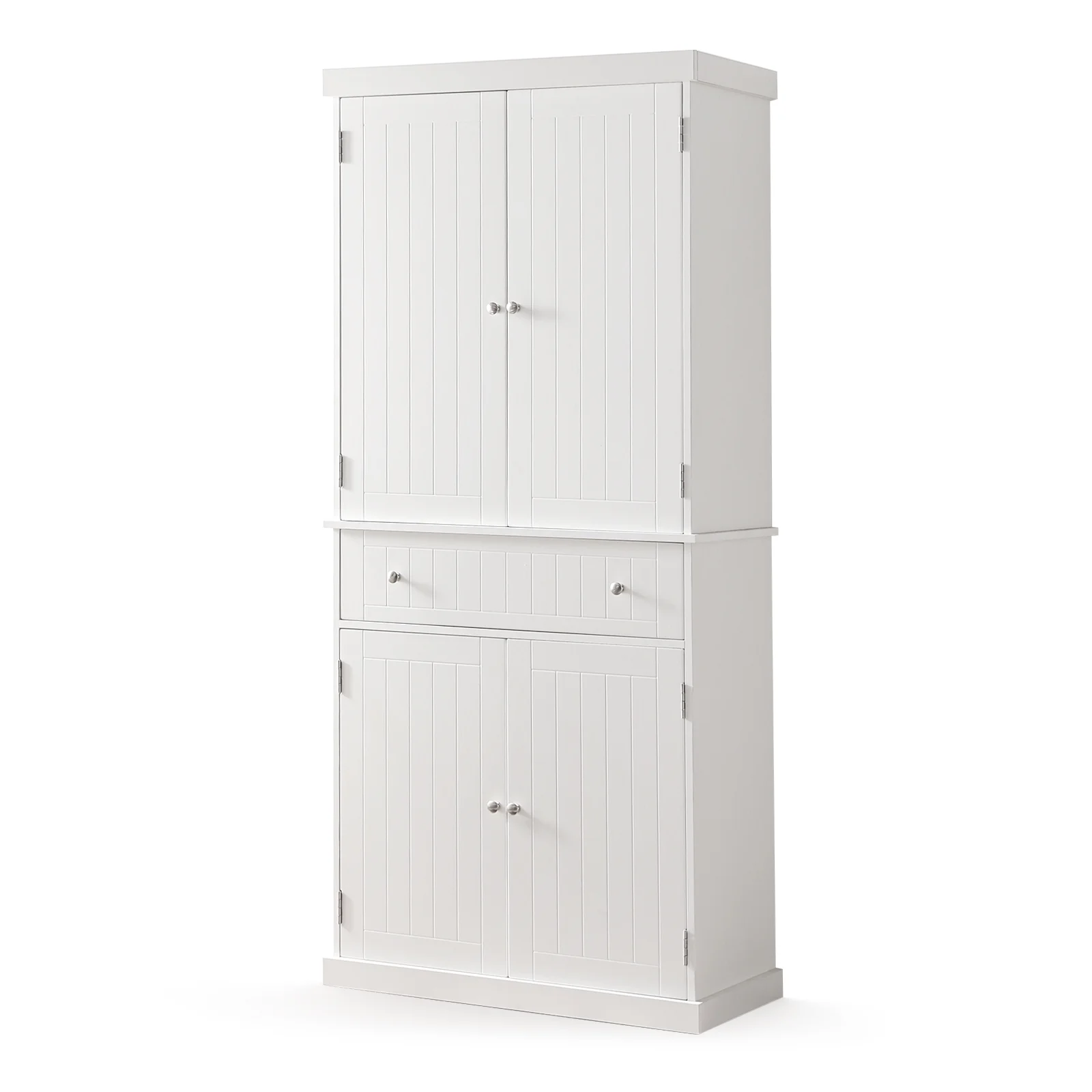 SunsGrove Kitchen Pantry Cabinet Tall Freestanding Storage Cupboard with Doors and Adjustable Shelves for Kitchen, Living Room, Dining Room, White