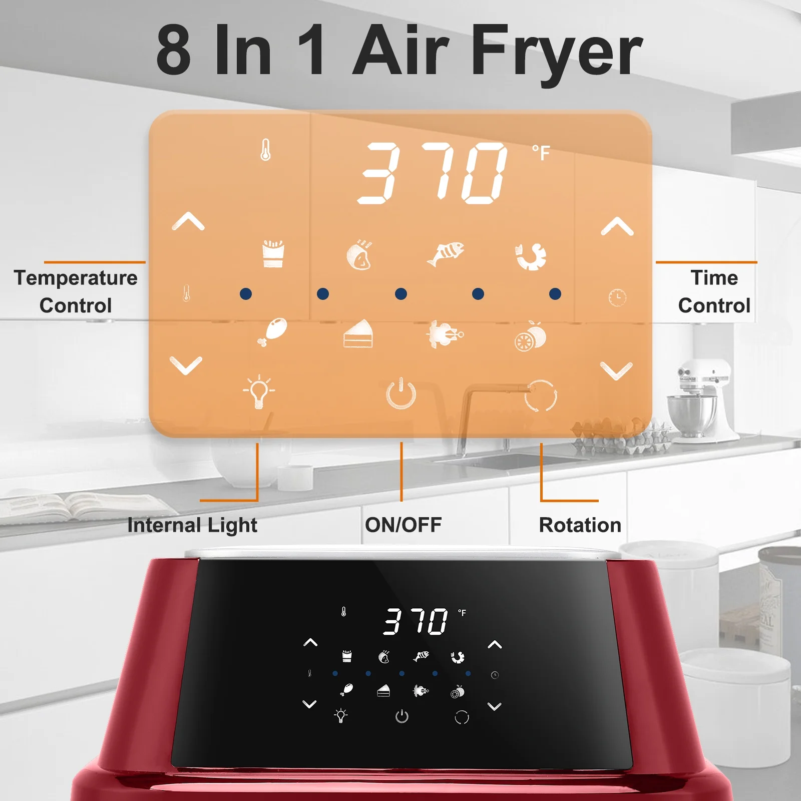 Ktaxon 16.91Qt 8-in-1 Air Fryer Oven 1800W Large Air Fryers, ETL Certified