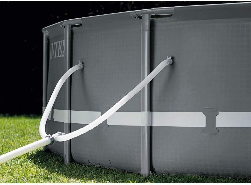 Intex Ultra XTR 16ft x 48in Outdoor Above Ground Swimming Pool Set w/Pump Bundle w/ 700 Gal Per Hour Pool Cleaner Robot Vacuum & 21 Ft Hose