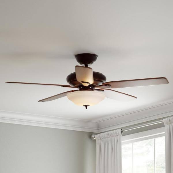 Hampton Bay Flowe 52 in. LED Indoor Mediterranean Bronze Ceiling Fan