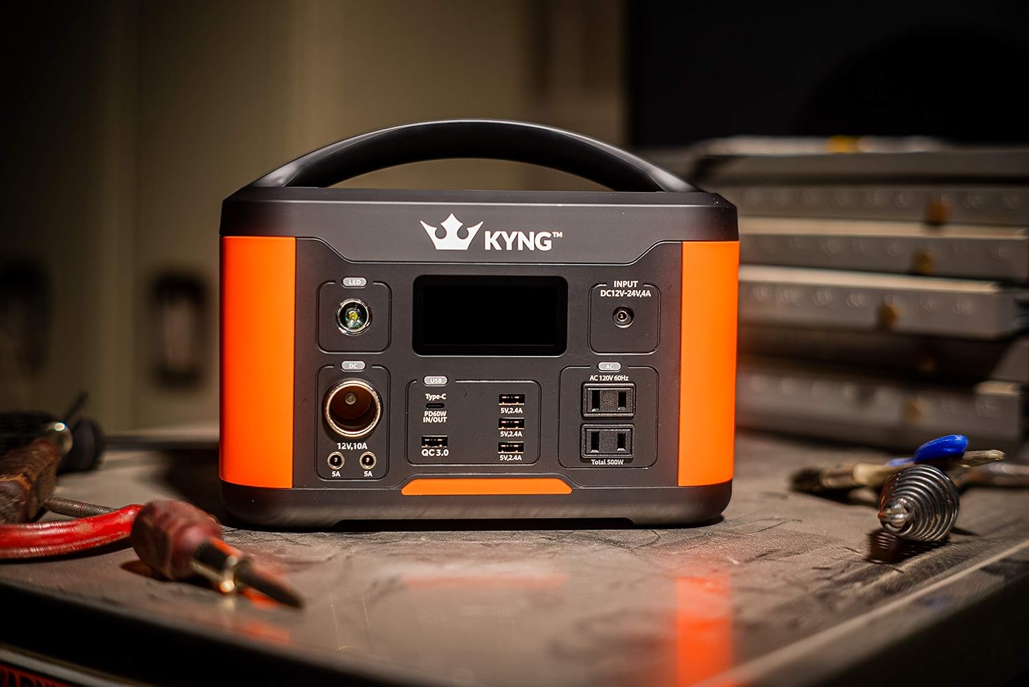 KYNG 515Wh Portable Power Station Solar Generator Pure Sine Wave Lithium Battery, Solar Panel Charge Connection, Emergency Power Supply, LED Screen, CPAP, Camping, RV Generator