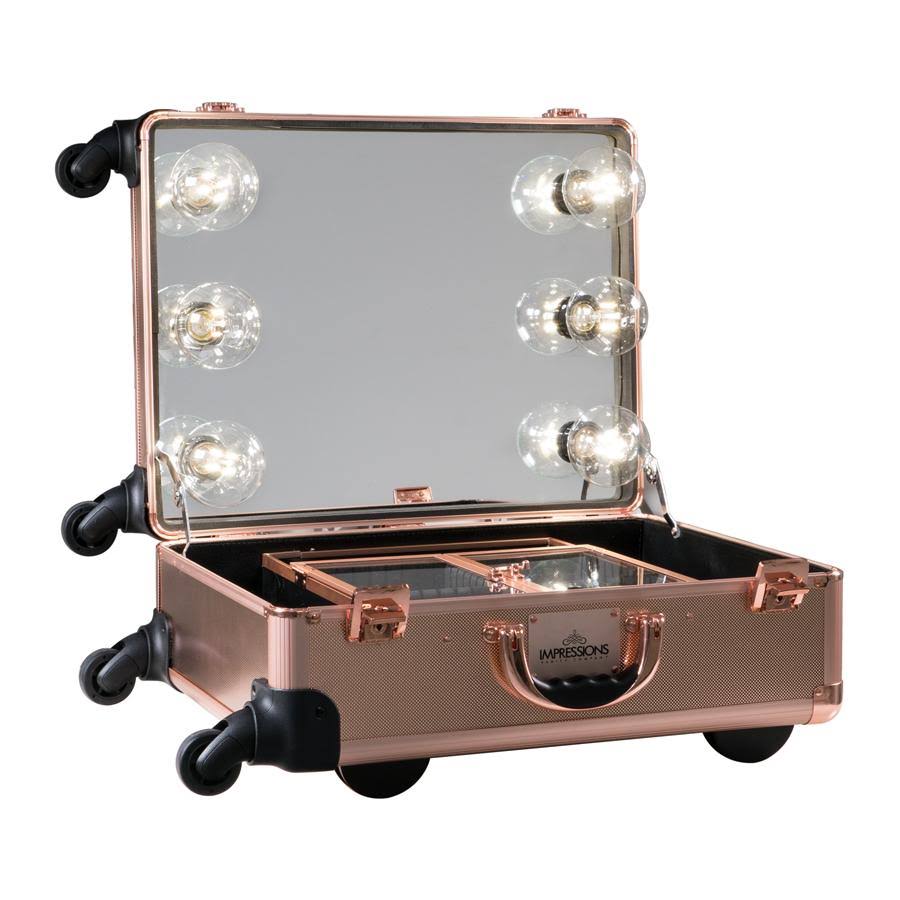 SlayCase XL Vanity Travel Train Case in Rose Gold Bling