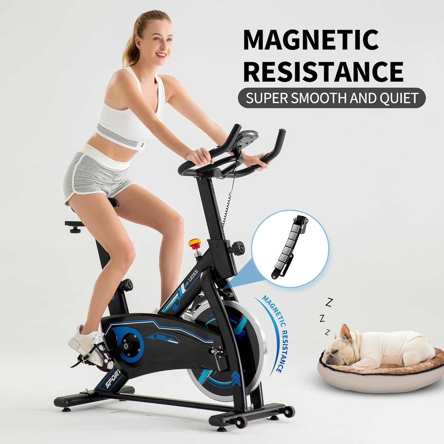 Leikefitness Exercise Bike,Indoor Cycling Bike, Stationary Bike Magnetic Resistance Quiet and Smooth for Home Cardio Workout with Digital Monitor P80400(Black)