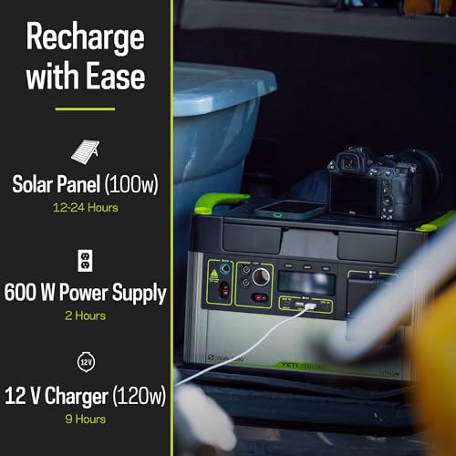 Goal Zero Yeti 1000 Core Portable Power Station, 1,000 W, Solar-Powered Generator (Solar Panel Not Included), USB-A/USB-C Ports and AC Outlets, Power for Camping