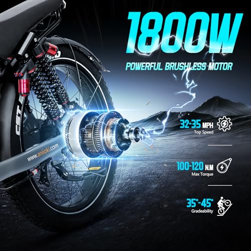ANIIOKI Electric Bikes for Adults,Peak 2600/3500W Dual Motor/1800W,52V 60Ah Battery Long Range Electric Bike,45MPH 7 Speed,APP Control, Fat Tire Electric Mountain Bikes,UL 2849&UL 2271Certified