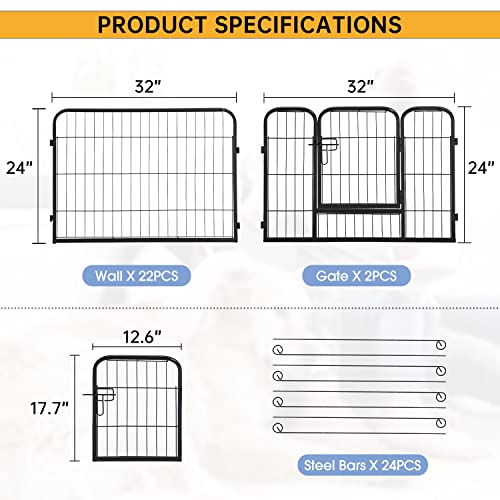 BestPet Dog Playpen Indoor 40 inch 16 Panels Metal Dog Pen Pet Dog Fence Outdoor Exercise Pen with Doors,Pet Puppy Playpen for RV Camping Yard, Black