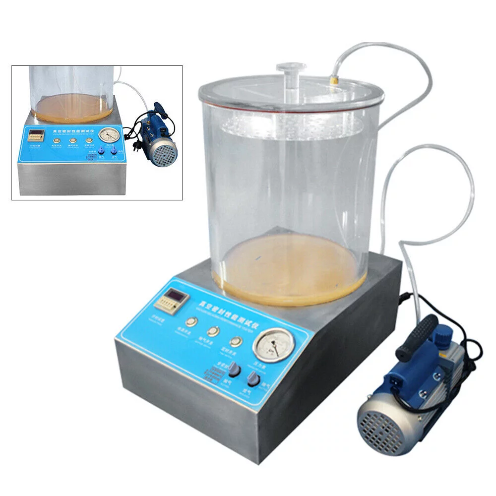 Vacuum Seal Tester Vacuum Sealing Performance Diagnostics Tester w/Vacuum Pump 270mmx270mmx200mm Suitable for Packaging Bags, Bottles 110V