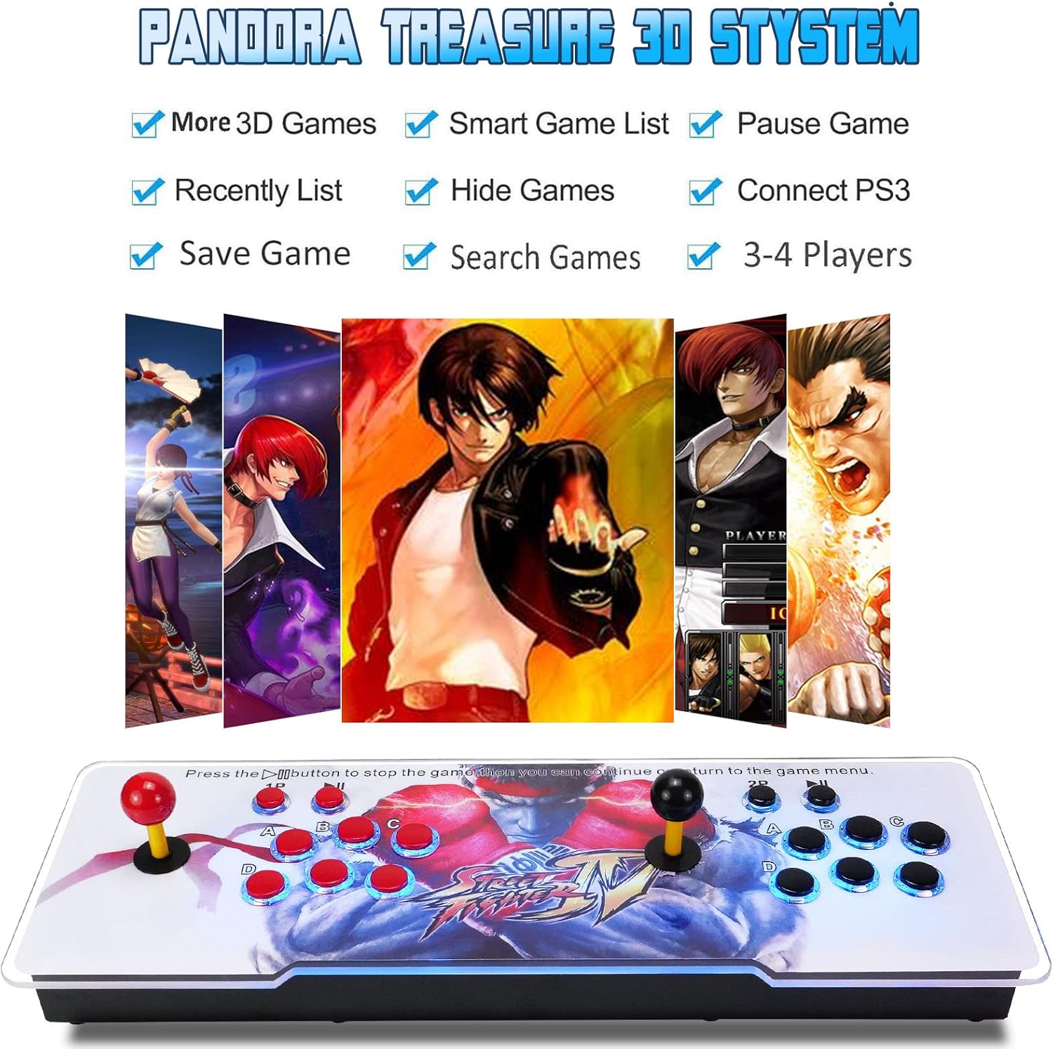 3D Arcade Game Console - 3800 Games Installed, Search Games, Support 50 3D Games, 1280x720P, Favorite List, 4 Players Online Game, 2 Player Game Controls,Rocker Retro (Red and White)