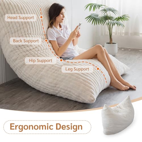 BYBYME 3 in 1 Bean Bag Chairs, Bean Bag Bed for Adults High-Density Foam Filling, Convertible Sofa Bed Faux Fur, Giant Bean Bag Chairs for Adults