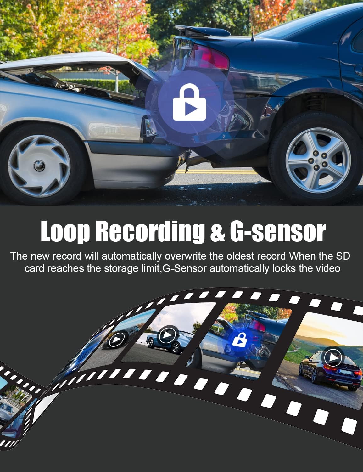 Dual Dash Cam Front and Inside 1080P Car Camera Built-in WiFi Security Camera for Car Taxi 3 Inch IPS Screen, 24H Parking Monitor, G-Sensor, Loop Recording, Support 128GB Max for Taxi Driver Pack of 2